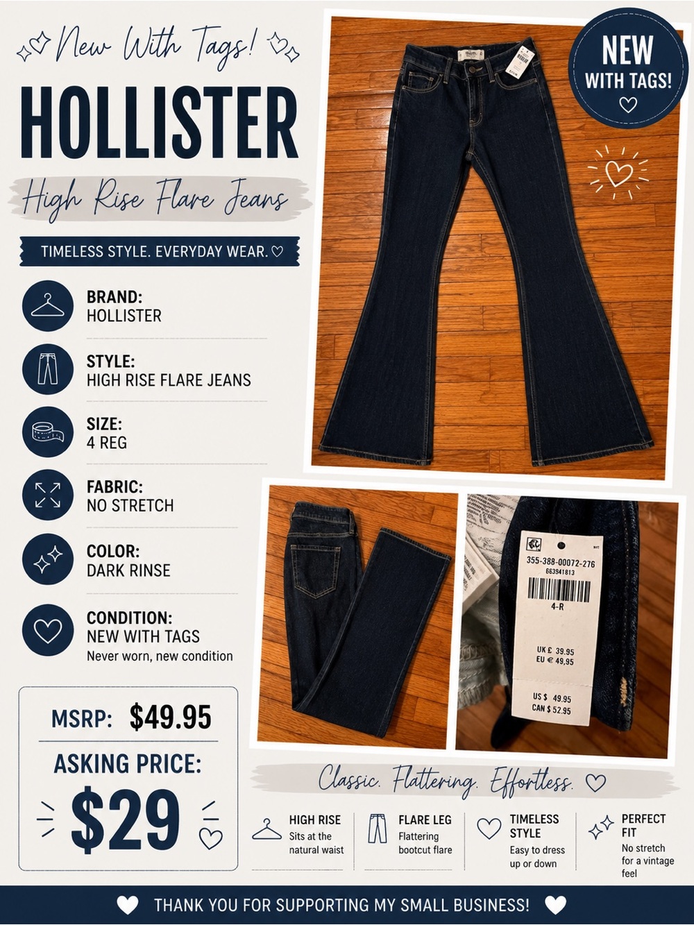 Hollister Dark Rinse High-Rise Flare Jeans